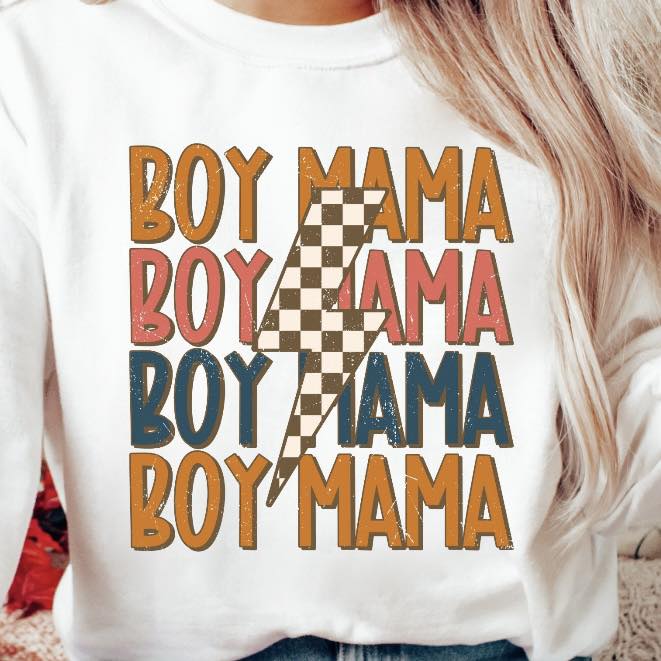 Boy Mama Checkered Lighten Bolt