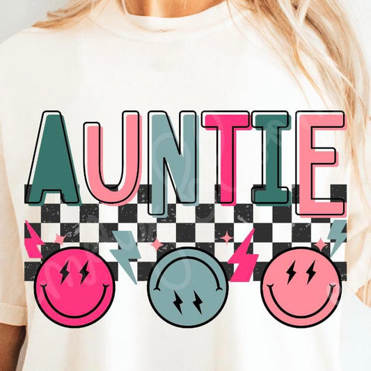 Retro Checkered Smiley Face Auntie