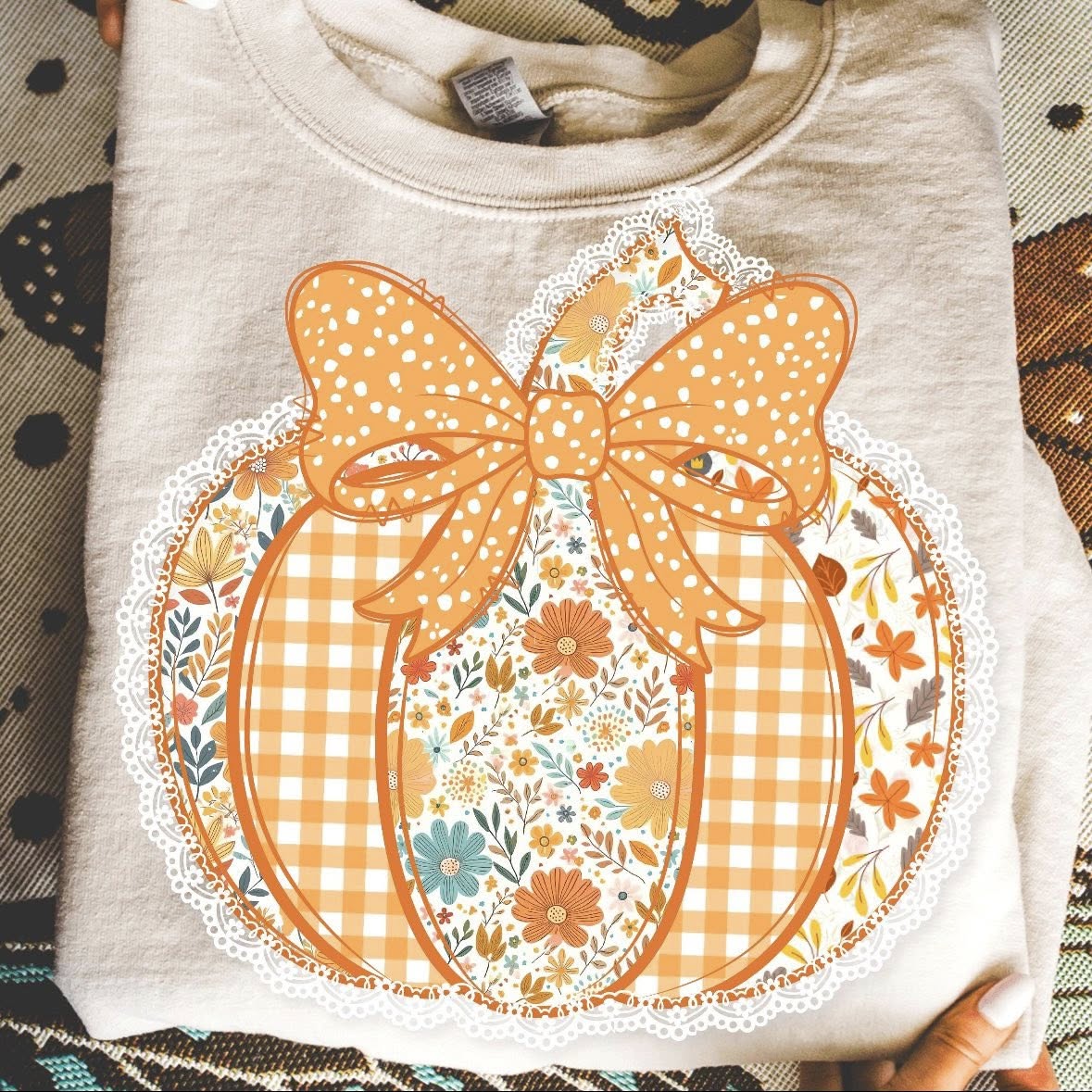 Youth Floral Bow Pumpkin