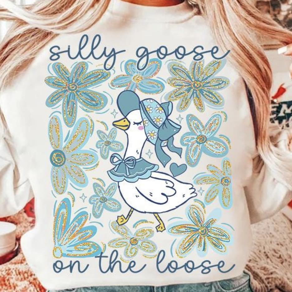 Blue Floral Silly Goose on the Loose