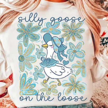 Blue Floral Silly Goose on the Loose