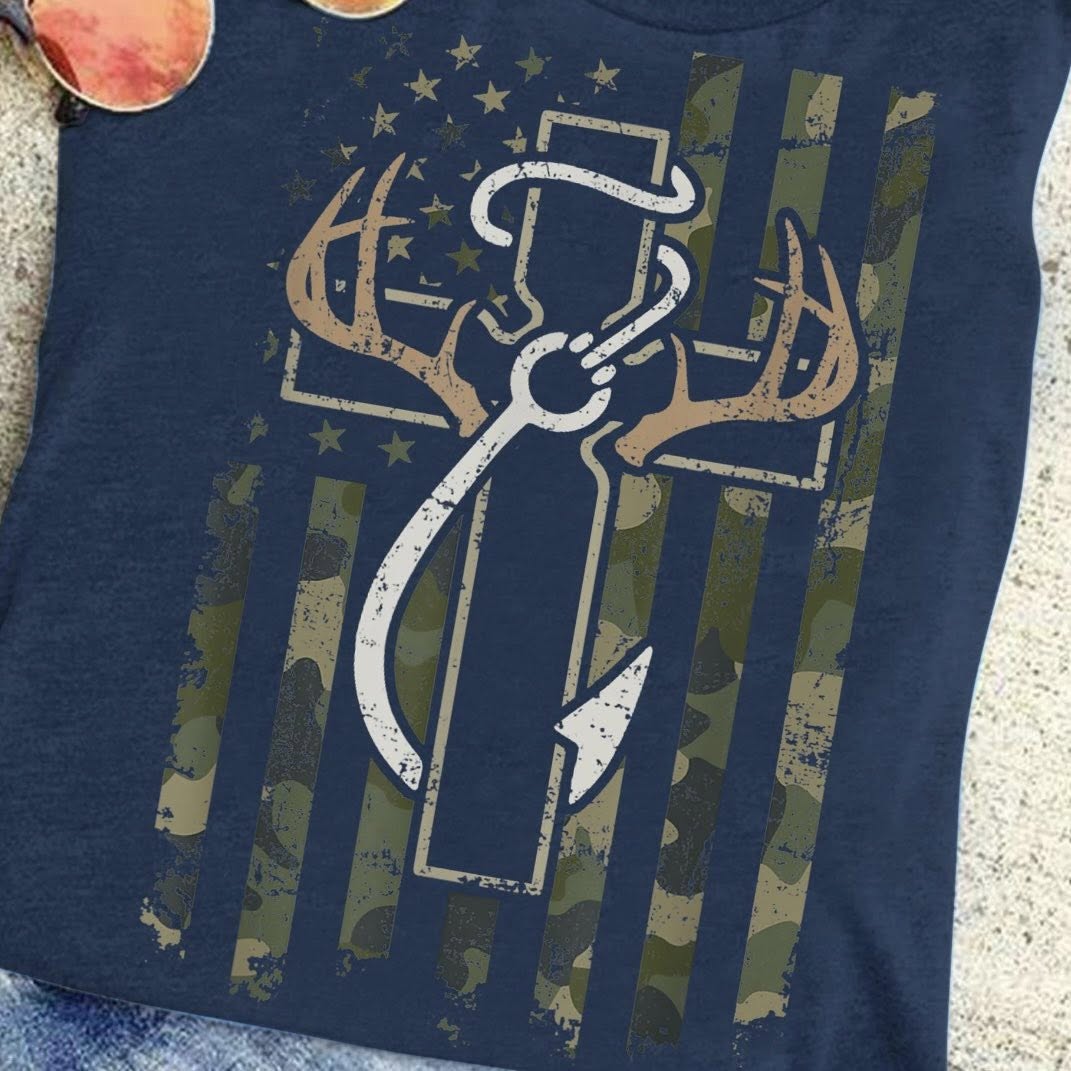 Camo American Flag, Cross, Deer, Fish