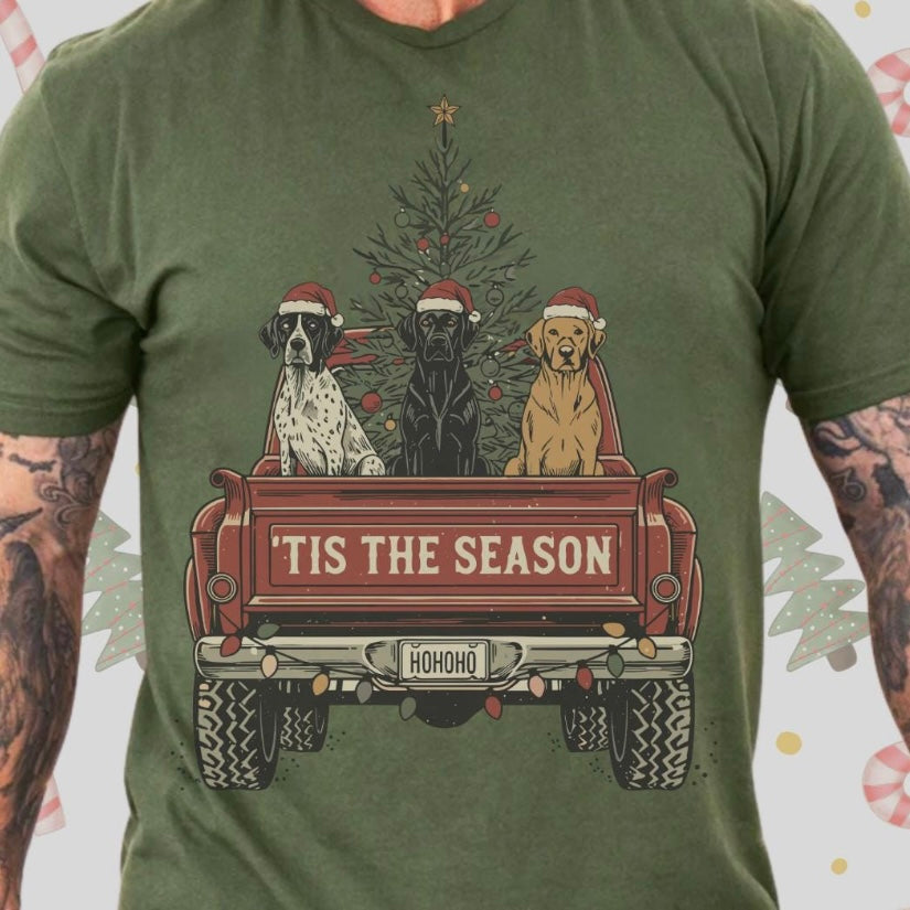Youth Red Truck with Dogs