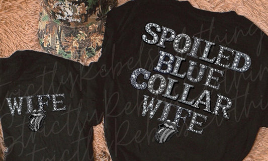 Sparkly Blue Collar Wife w POCKET