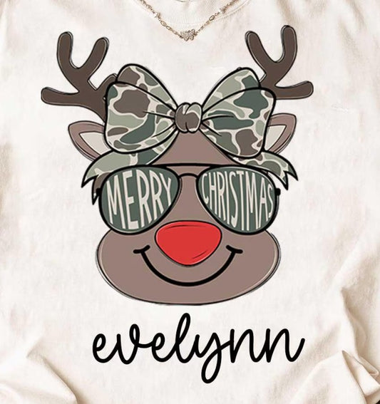 Youth Merry Christmas GIRL Reindeer